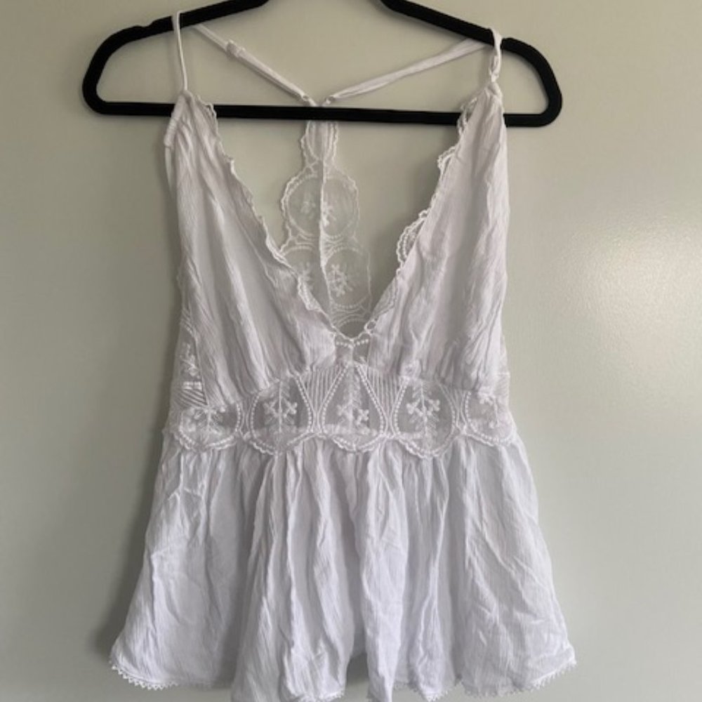 Free People White Lace Strap Top